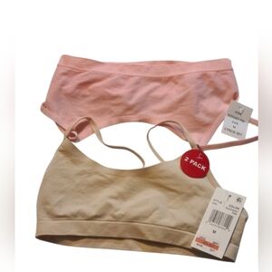 Maidenform Girls Candy Pink/Nude Bralette Bra 2 Piece Set Medium NWT